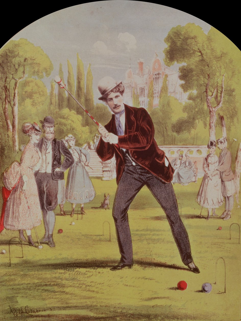 A Croquet: Tempo Schottische kottaborítója, Lawreen és Davis, 1870 színes litho alkotó: Alfred Concanen