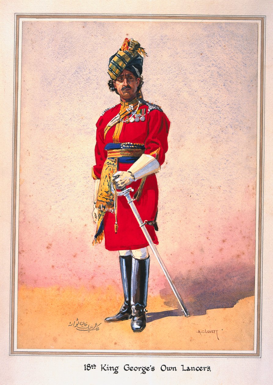 Tiszteletbeli hadnagy Malik Umar Hayat Khan, CIE, Ahahpur-i Tiwana (pandzsábi muszlim) illusztráció G.F. MacMunn őrnagy 1911-ben kiadott 