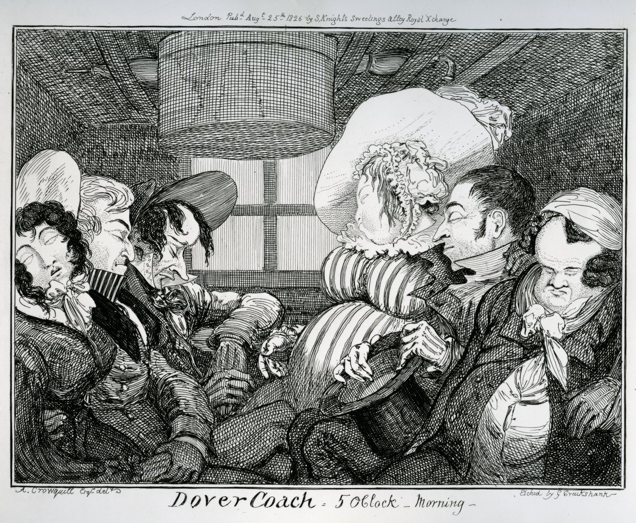 Dover Coach, reggel 5 óra, George Cruikshank metszet, 1826 alkotó: Alfred Crowquill