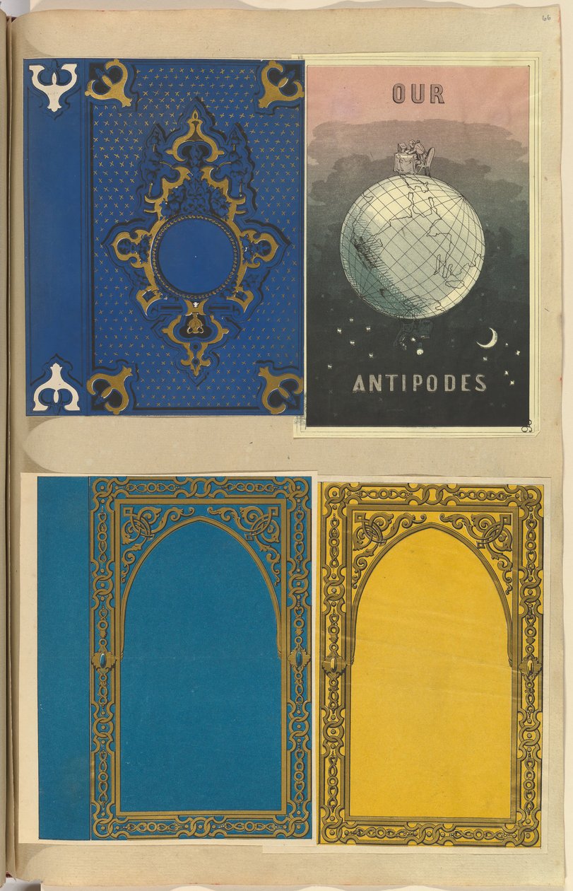 Négy litografált könyvborító, egy antipódusainknak, 1845-70. alkotó: Alfred Crowquill