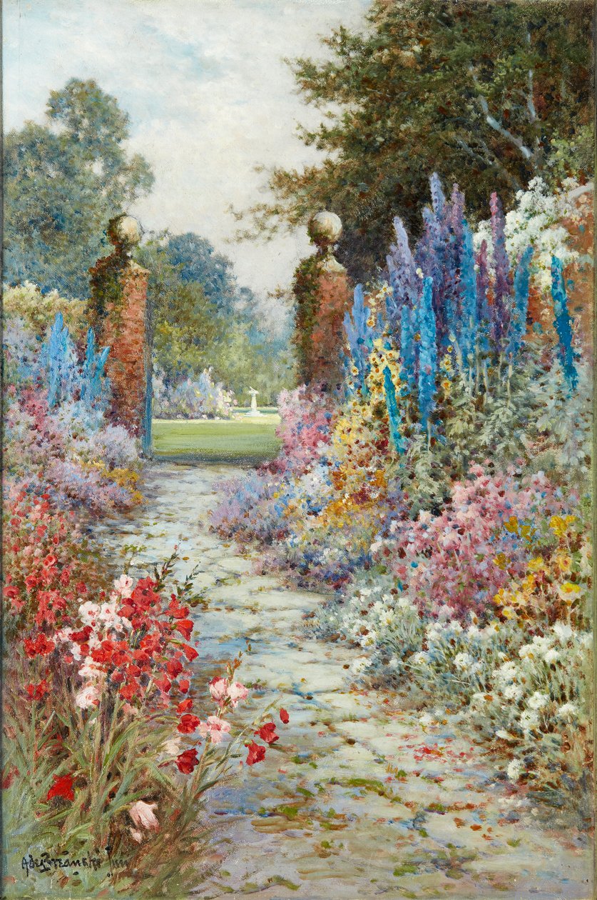 The Herbaceous Border (olaj, vászon) alkotó: Alfred De Junior Breanski