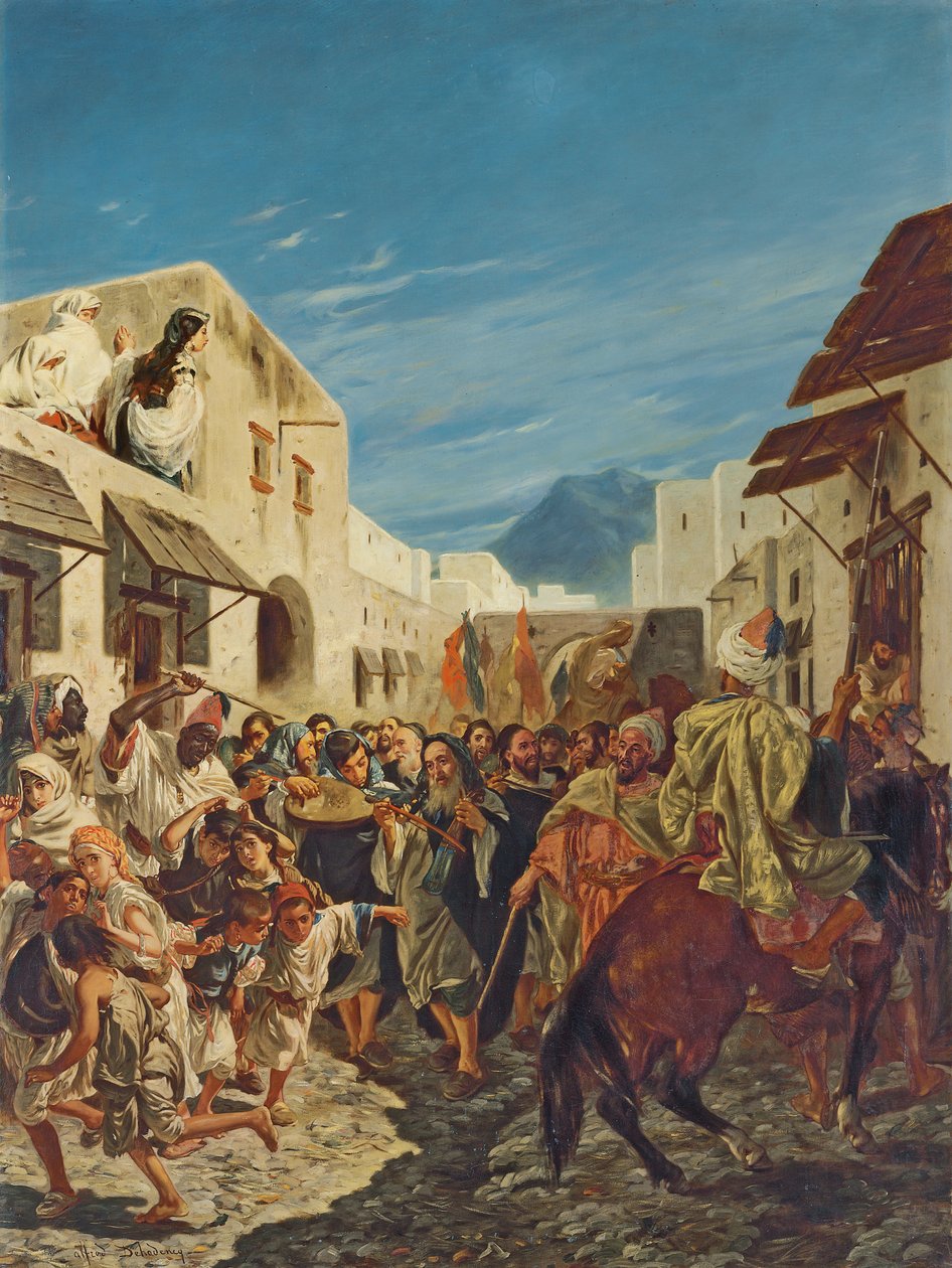 Zsidó zenészek Tetuan utcáin, 1858 körül alkotó: Alfred Dehodencq