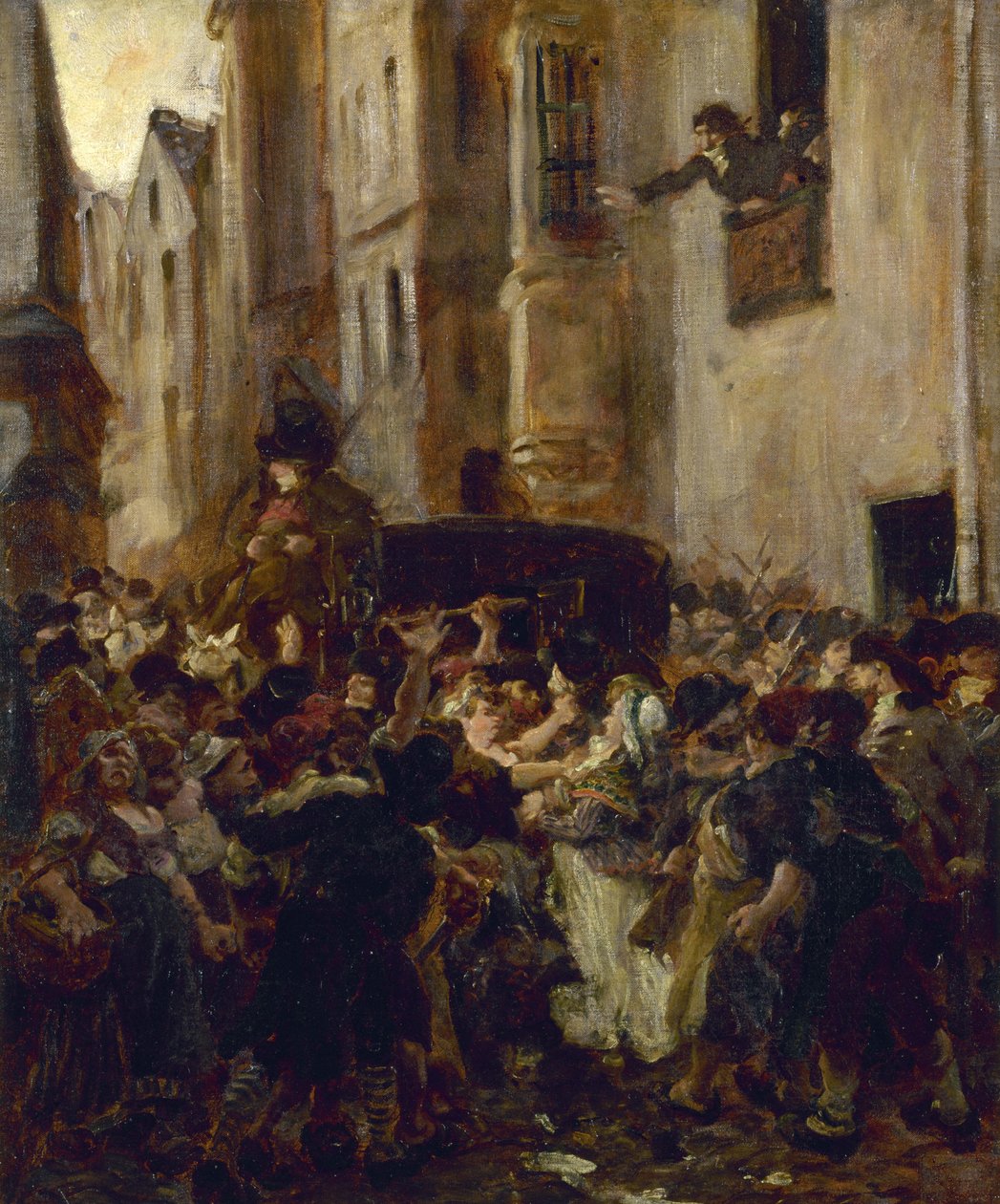 Charlotte Corday letartóztatása, c. 1853. alkotó: Alfred Dehodencq