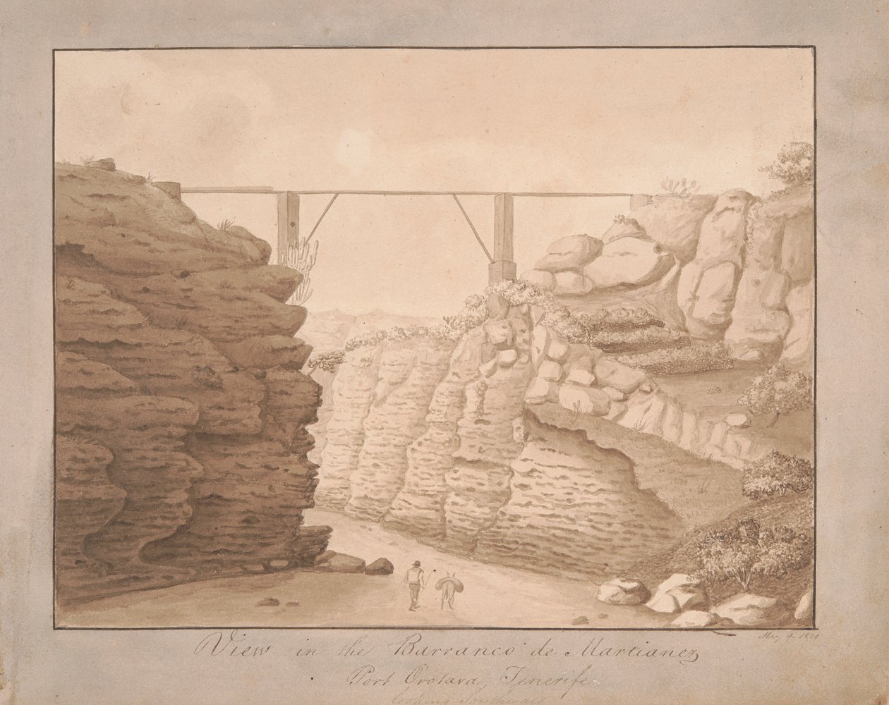 Kilátás a Barranco de Martianezre, Port Orotava, Tenerife, dél felé néz alkotó: Alfred Diston
