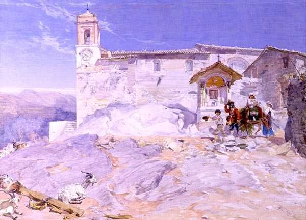 Sta Rocco, Olevano (akvarell, papír) alkotó: Alfred Downing Fripp