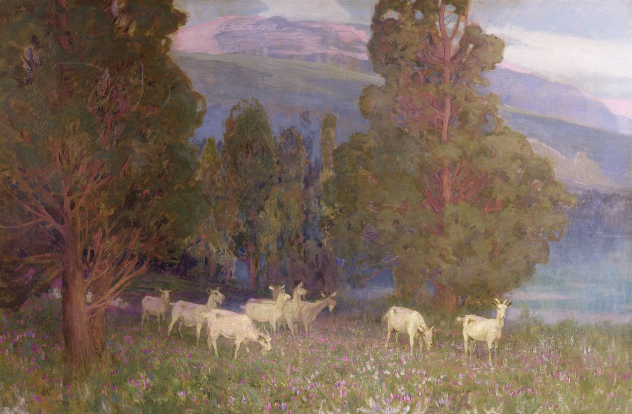 Kora hajnal a Monte Mottaronén, a Maggiore-tónál alkotó: Alfred East