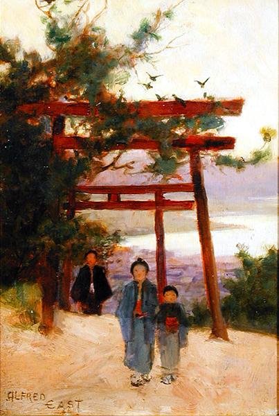 Shin-to Shrine in the Woods, 1889 körül (olaj, panel) alkotó: Alfred East