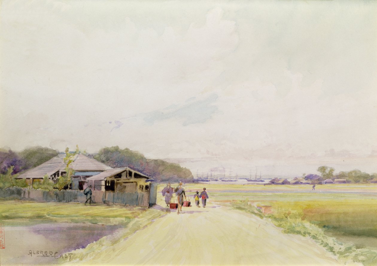 A Jokohamai Mississippi-öböl, 1889 körül (akvarell papíron) alkotó: Alfred East
