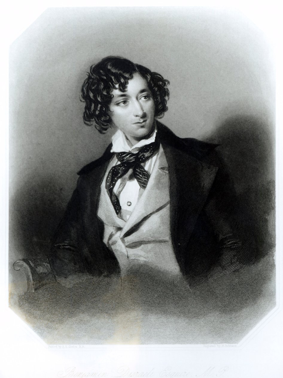 Benjamin Disraeli Esquire (1804-81) M.P. portréja, H. Robinson metszet, 1840 körül alkotó: Alfred Edward Chalon