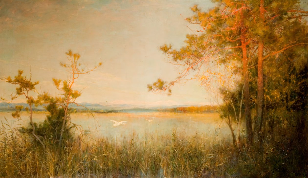 Reedy Mere és napfényes dombok, 1890-91. alkotó: Alfred Edward East