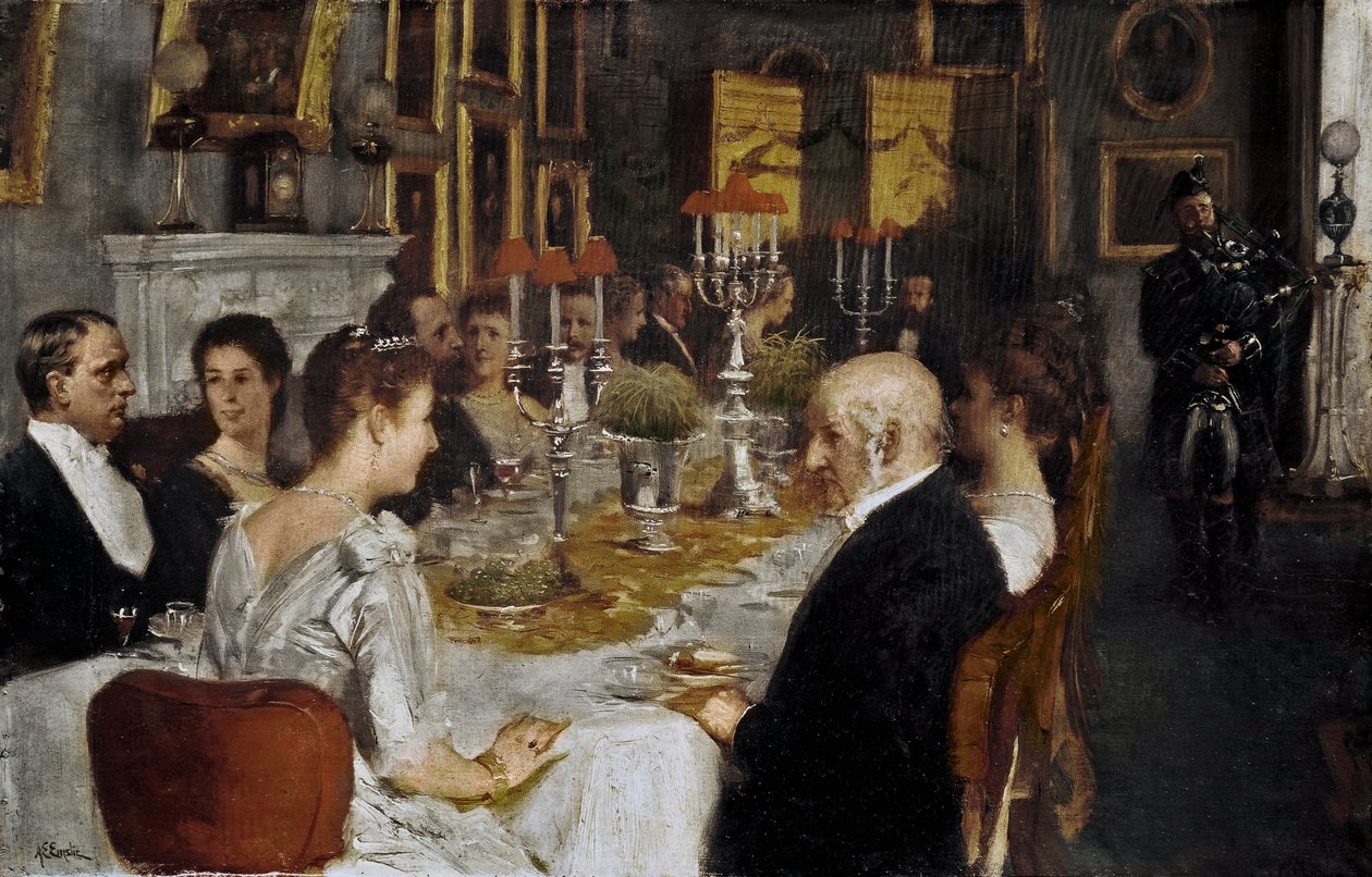 Vacsora a Haddo House-ban alkotó: Alfred Edward Emslie
