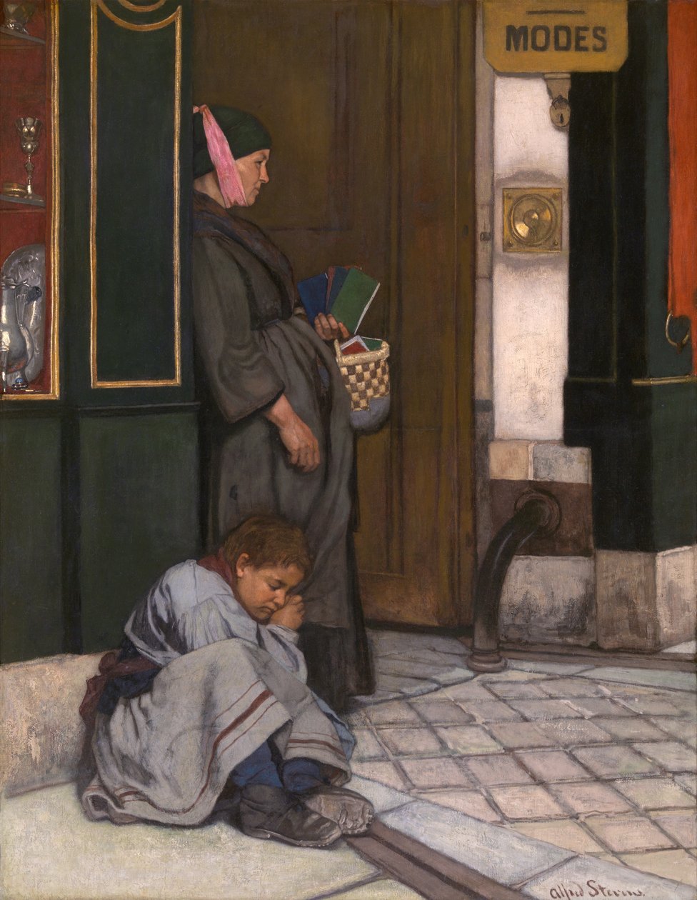 Tűrt koldulás (olaj, vászon) alkotó: Alfred Emile Stevens