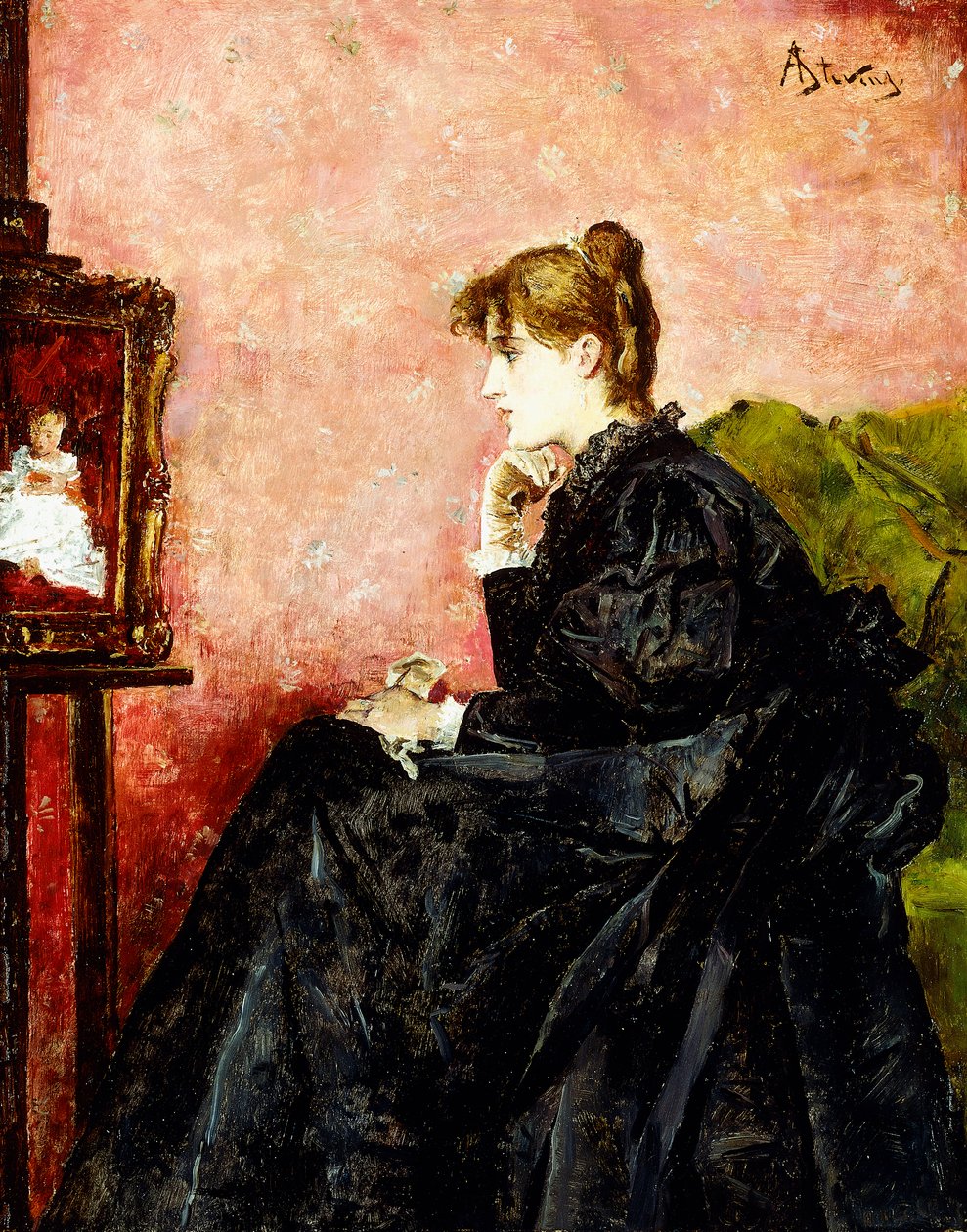Hölgy feketében, alkotó: Alfred Emile Stevens