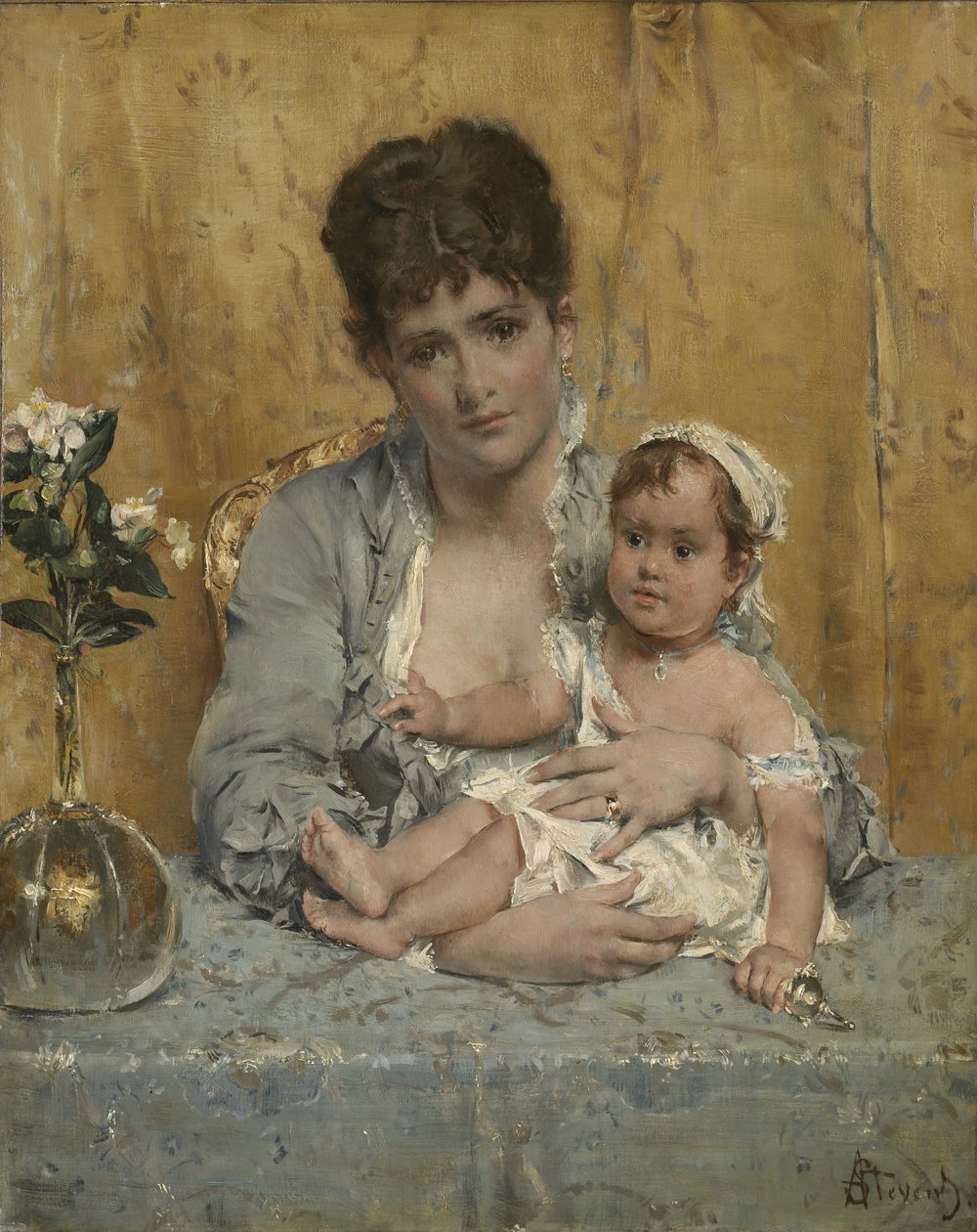 Anya és gyermeke, 1875-80 körül alkotó: Alfred Emile Stevens