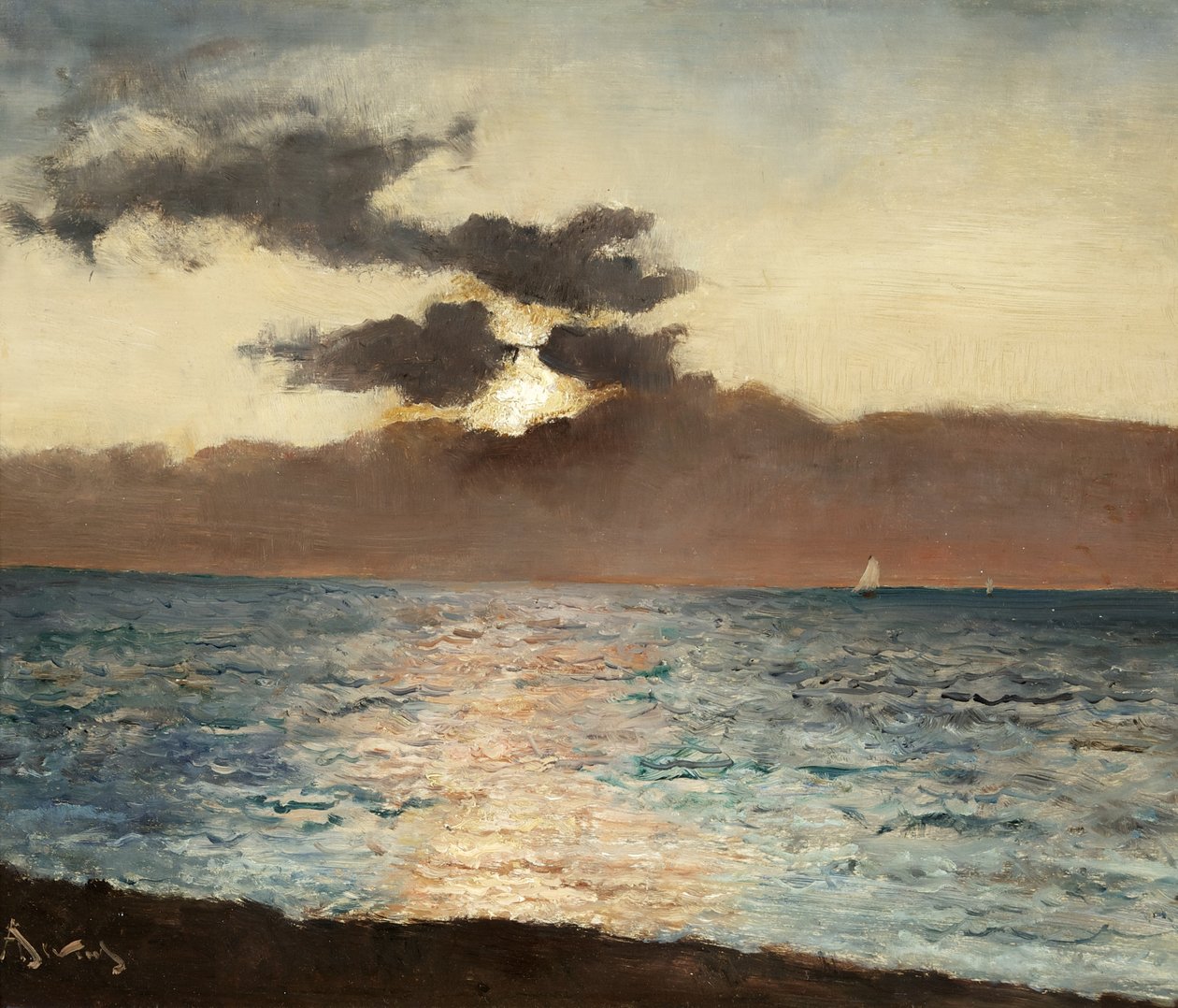 Seascape, Le Tréport, 1880-89 körül (olaj, panel) alkotó: Alfred Emile Stevens