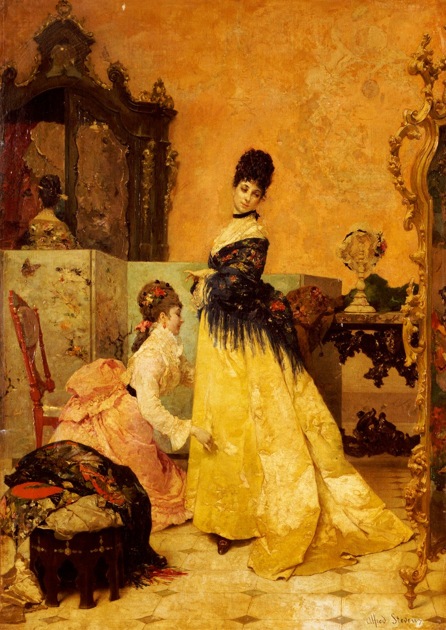 Az új ruha (olaj, vászon) alkotó: Alfred Emile Stevens