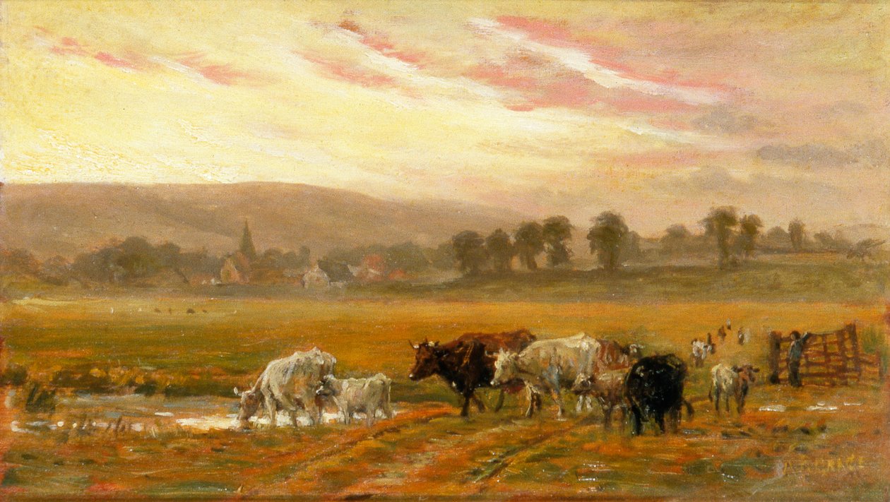 Naplemente Amberley közelében (olaj, vászon) alkotó: Alfred Fitzwalter Grace