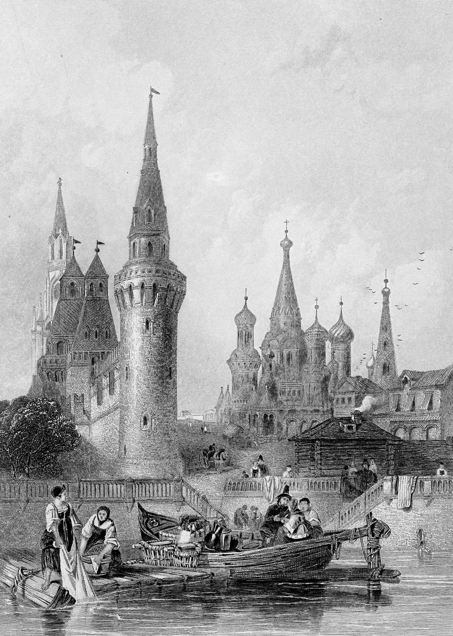 Vaszilij Blagennoi templom, Moszkva, J. H. Kernot metszete, 1844 körül alkotó: Alfred Gomersal Vickers