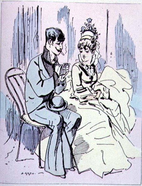 A Champs-Élysées-n, illusztráció a Les Parisiennes-ből, 1870 körül alkotó: Alfred Grevin