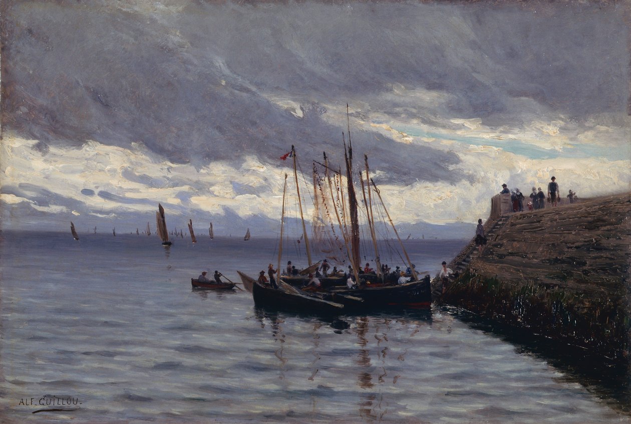A szardíniahalászok érkezése alkotó: Alfred Guillou