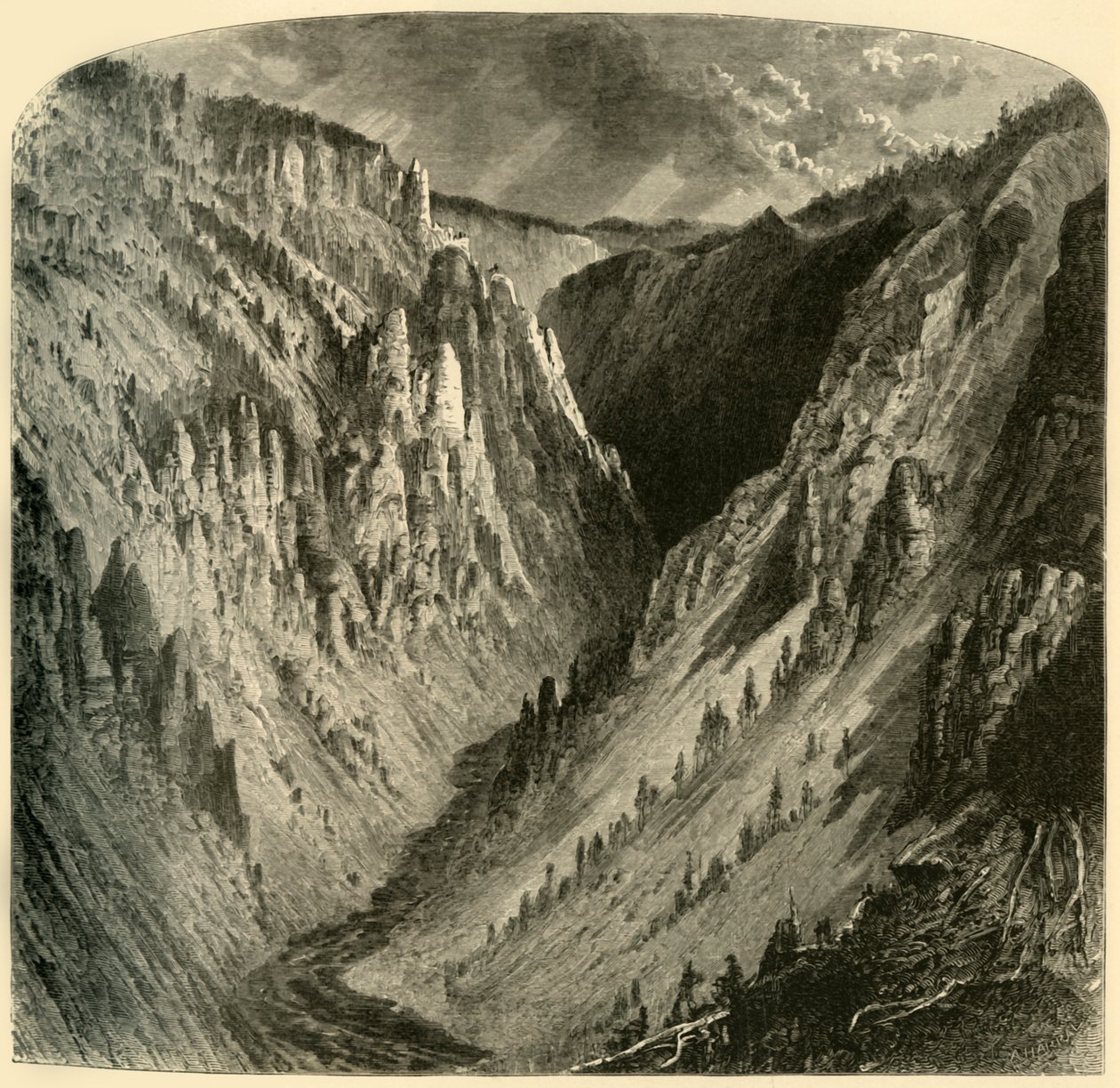 „A Yellowstone kañonja”, 1872. alkotó: Alfred Harral