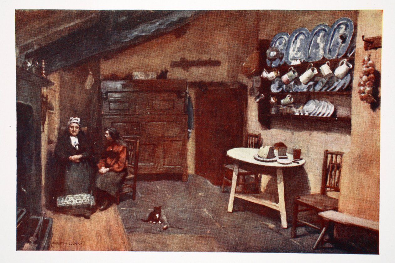 Egy régi fogadó konyhája, Coniston, az eredeti akvarellekről készült nyomatok portfóliójából, 1920 körül. alkotó: Alfred Heaton Cooper