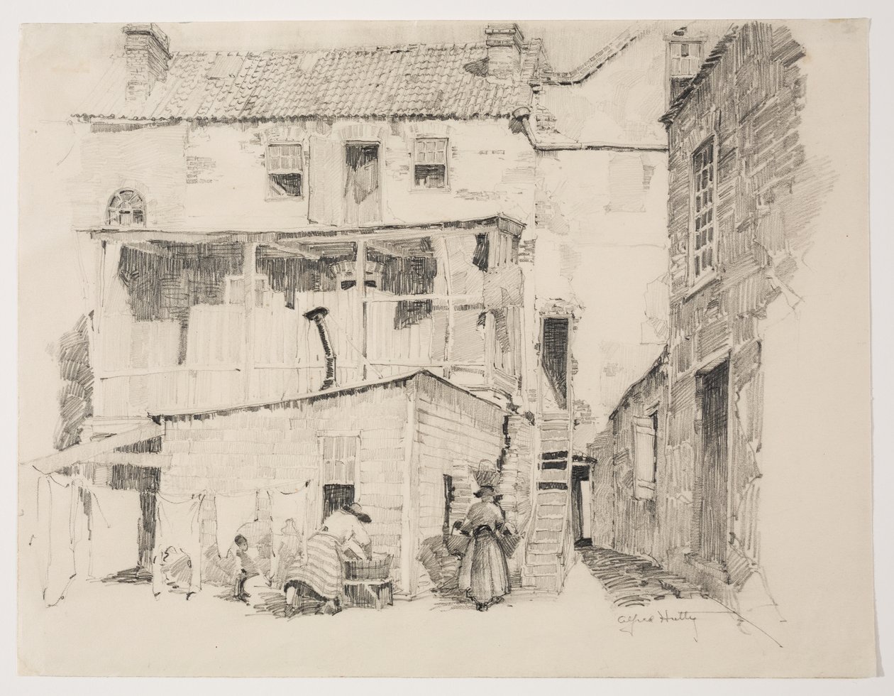 Hétfő reggel Charlestownban, 1877-1922 körül (ceruza) alkotó: Alfred Heber Hutty