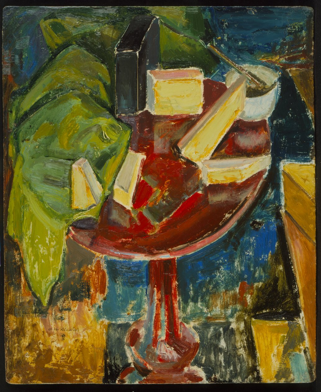Piros asztallapi csendélet, 1919 körül (a 372405. szám rekto) (olaj, gessoed deszkán) alkotó: Alfred Henry Maurer