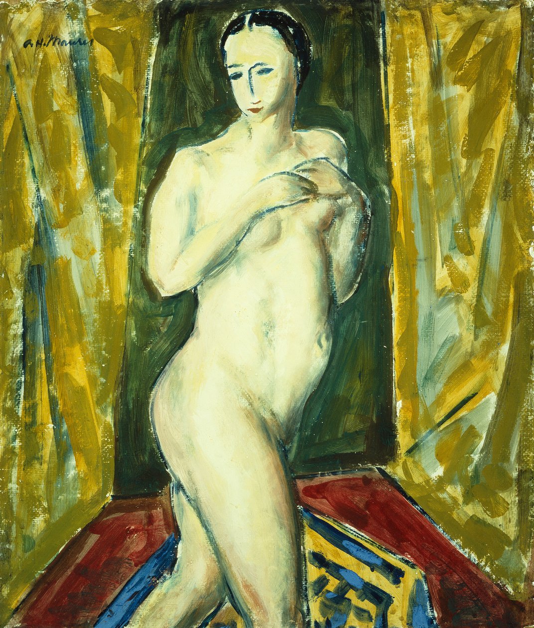 Álló akt, 1927-28 körül (gouache a fedélzeten) alkotó: Alfred Henry Maurer