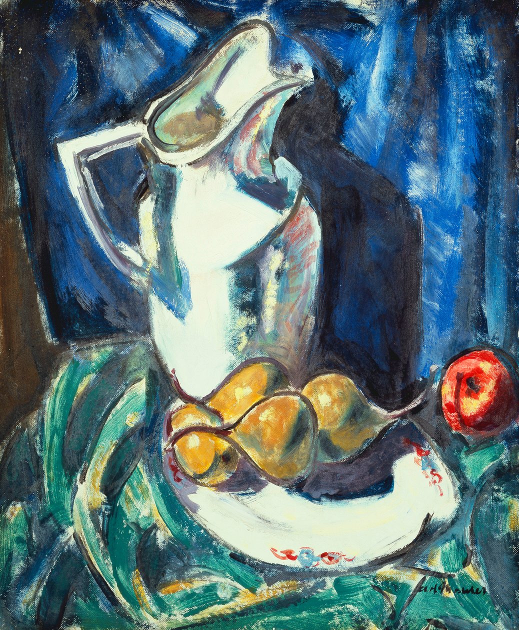 Csendélet fehér kancsóval és gyümölccsel, alkotó: Alfred Henry Maurer