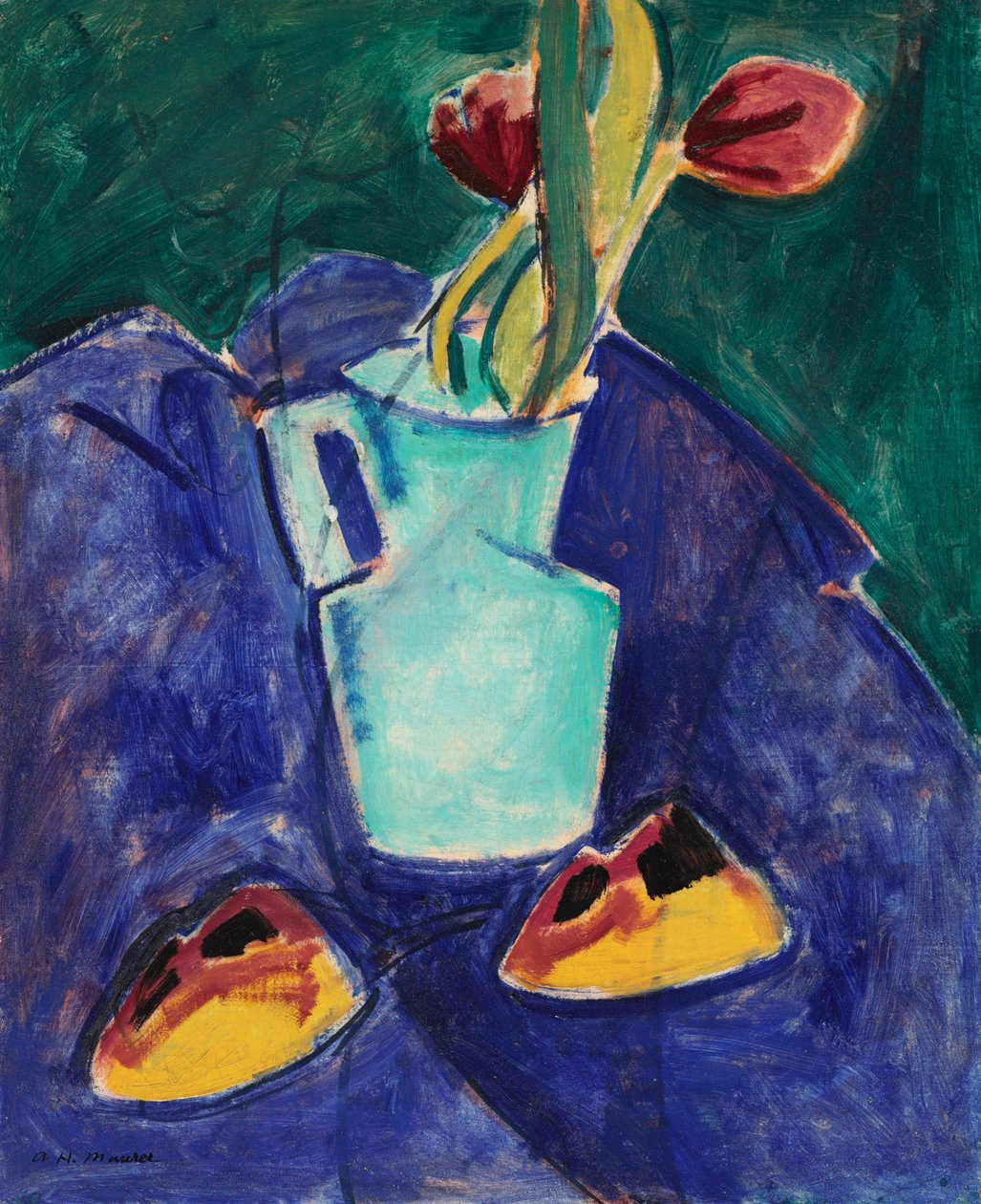 Tulipánok zöld vázában alkotó: Alfred Henry Maurer