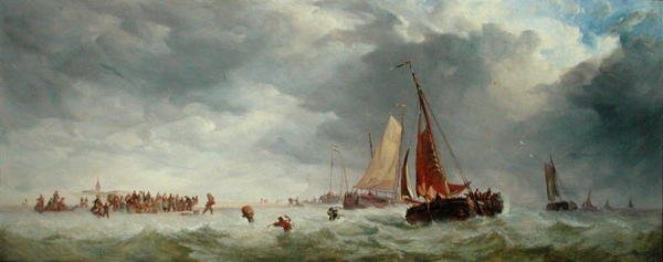 Scheveningen Beach (olaj a panelen) alkotó: Alfred Herbert