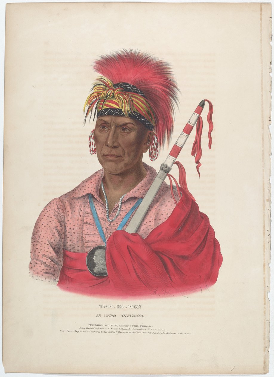 Tah-Ro-Hon, egy iowayi harcos alkotó: Alfred Hoffy, after Charles Bird King