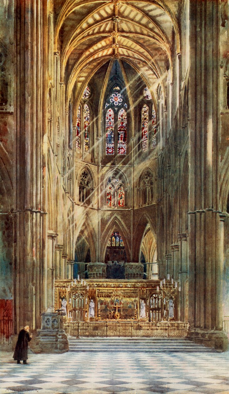 A koronázás helyszíne: Westminster apátság (színes litográfia) alkotó: Alfred Hugh Fisher
