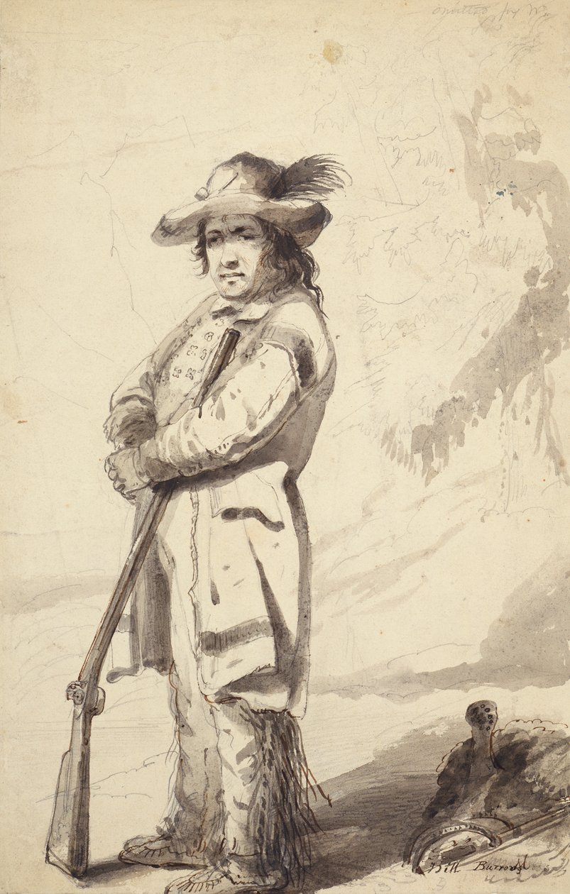 A Rocky Mountain Trapper, Bill Burrow, 1837 körül (ceruza, toll és tinta, és papírra kell mosni) alkotó: Alfred Jacob Miller