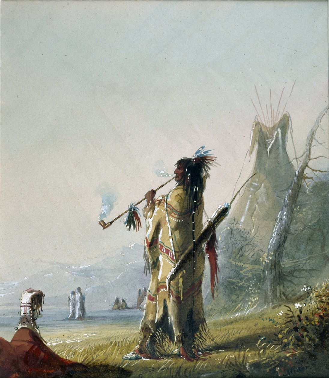 Egy Shoshonee [sic] indián dohányzik alkotó: Alfred Jacob Miller