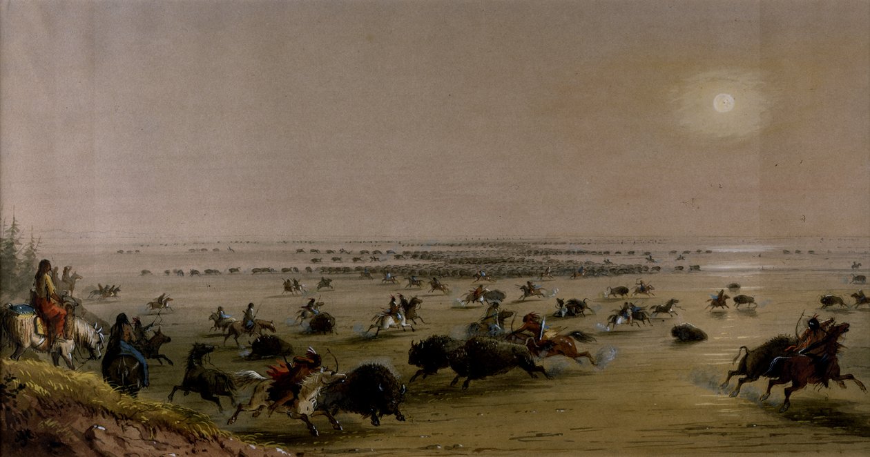 Az indiánok „körbevették” Buffalót alkotó: Alfred Jacob Miller