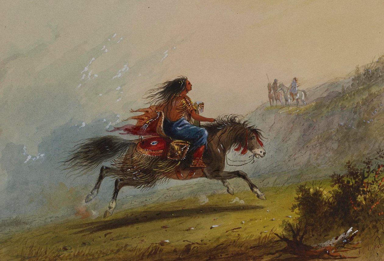 Egy indián lány (sziú) lóháton alkotó: Alfred Jacob Miller