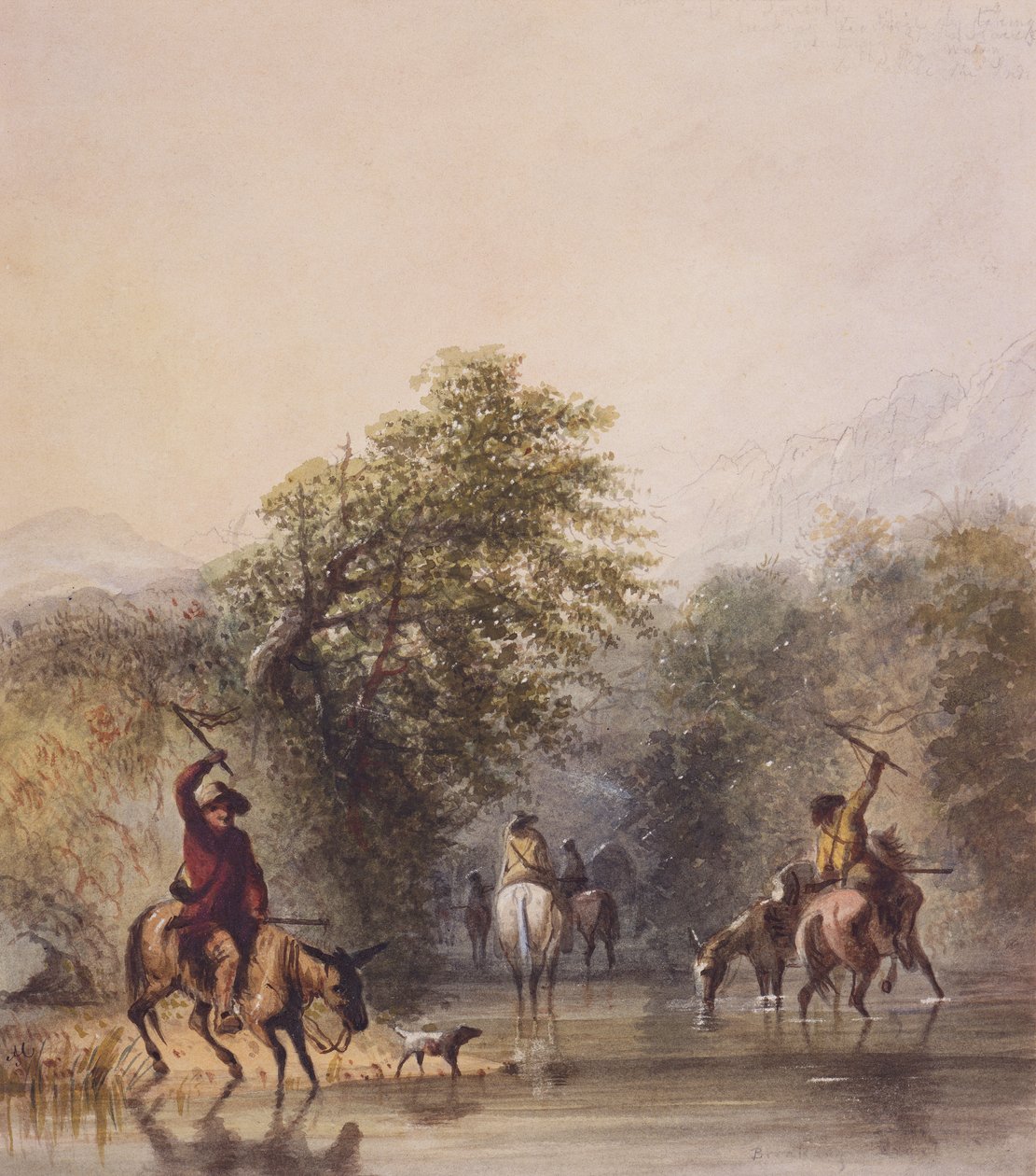Breaking Trail to Escape from Indians, 1837 körül (akvarell, papír) alkotó: Alfred Jacob Miller