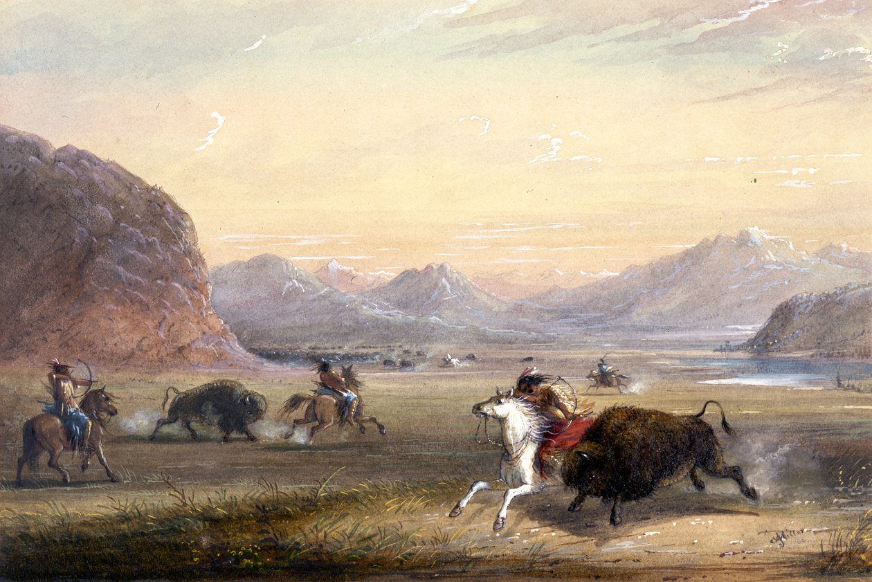Bivalyvadászat az Independence Rock közelében alkotó: Alfred Jacob Miller