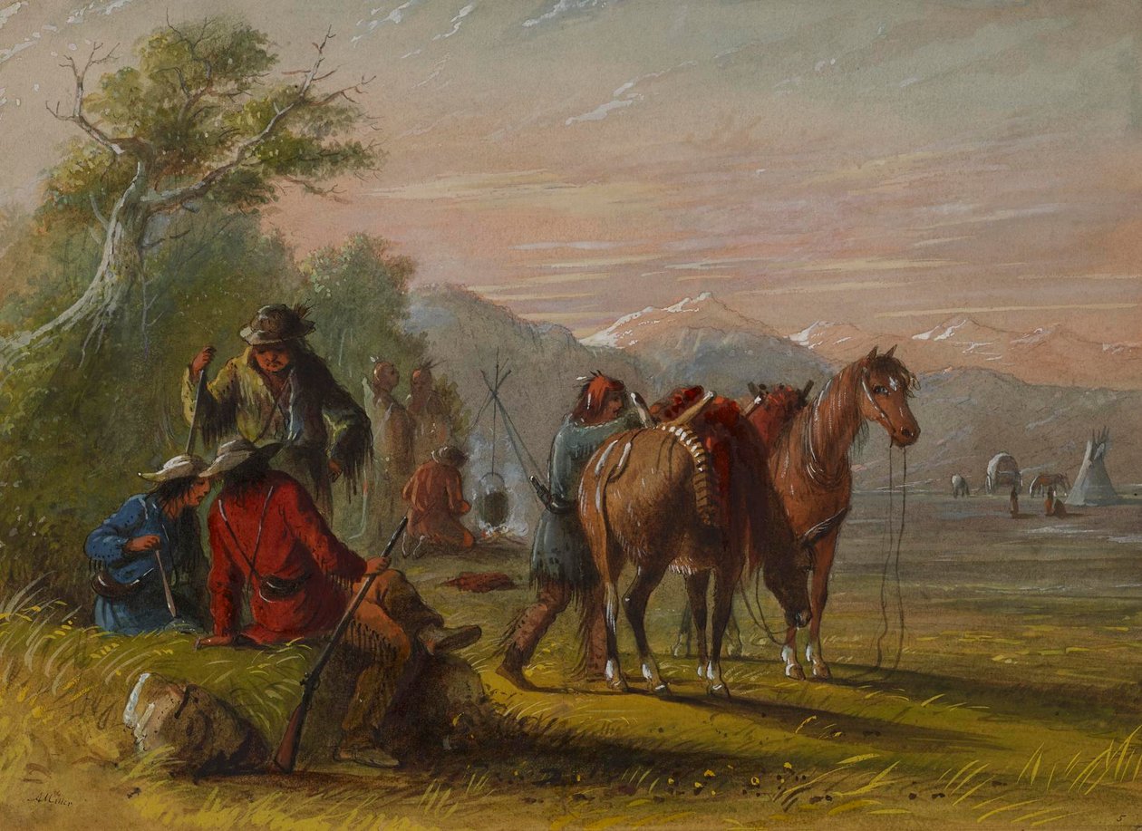 Húst szállító készletet fogadó tábor alkotó: Alfred Jacob Miller