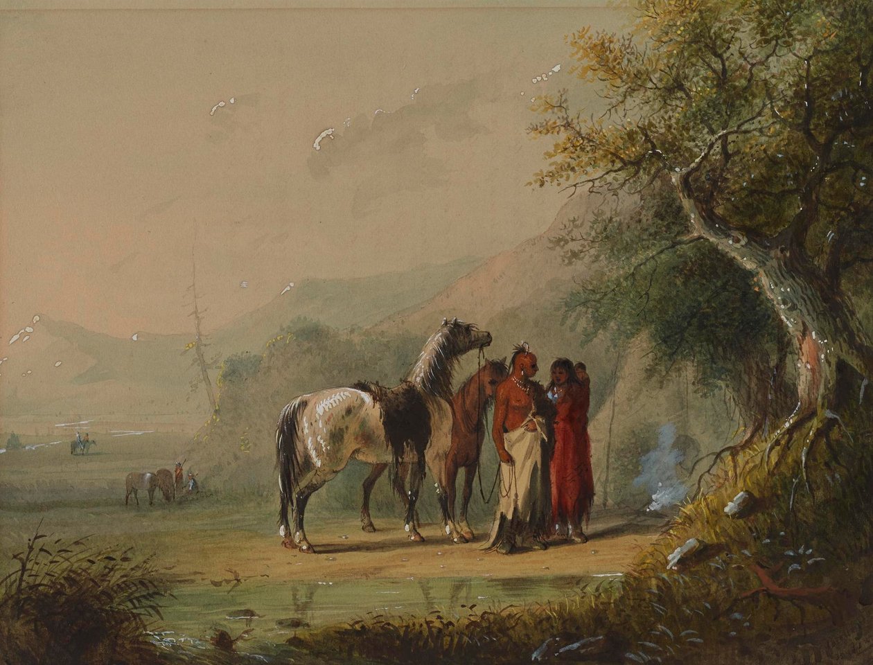 Tábori jelenet (sziúk) alkotó: Alfred Jacob Miller