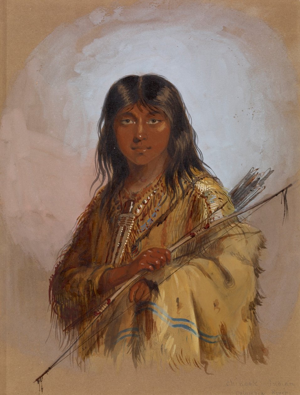 Chinook indiánok: Columbia-folyó alkotó: Alfred Jacob Miller