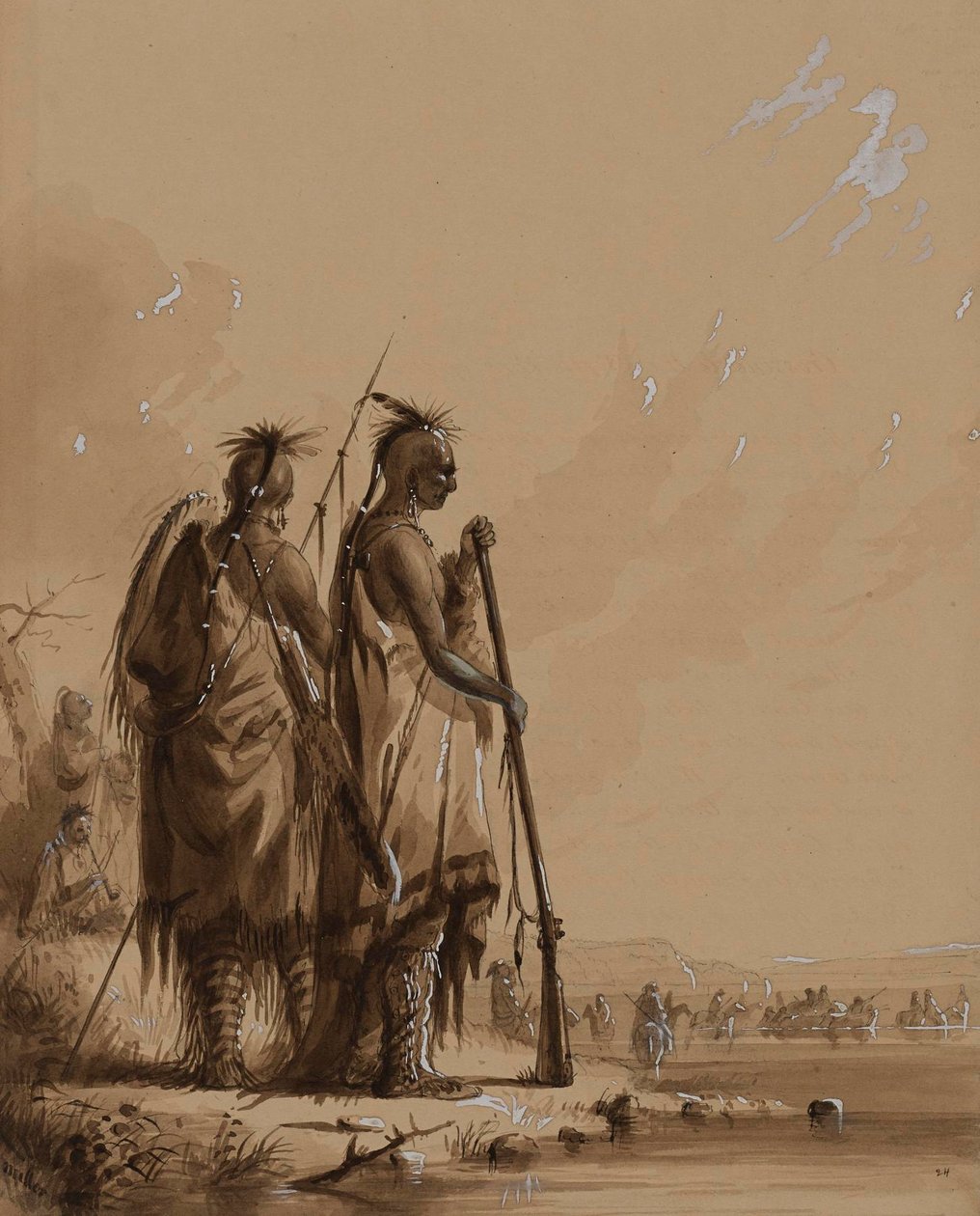 Átkelés a Platte folyó északi ágához alkotó: Alfred Jacob Miller