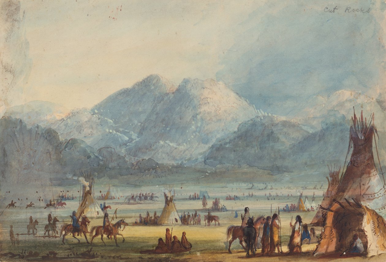 Vágott sziklák, 1837 körül (ceruza, akvarell és gouache papíron) alkotó: Alfred Jacob Miller