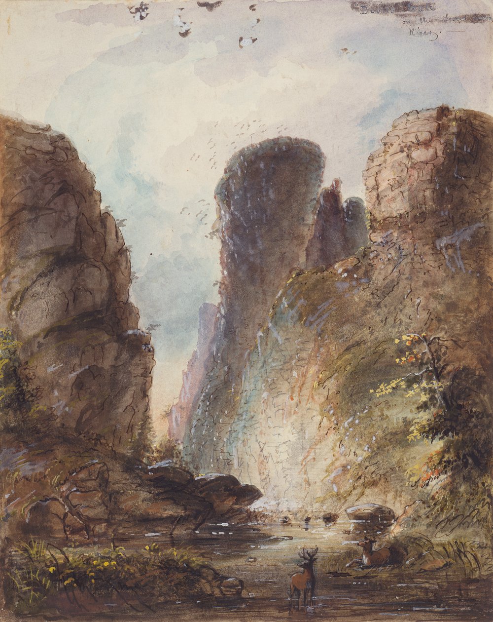 Ördögkapu, 1850-60 körül (mosás, toll és tinta papíron) alkotó: Alfred Jacob Miller