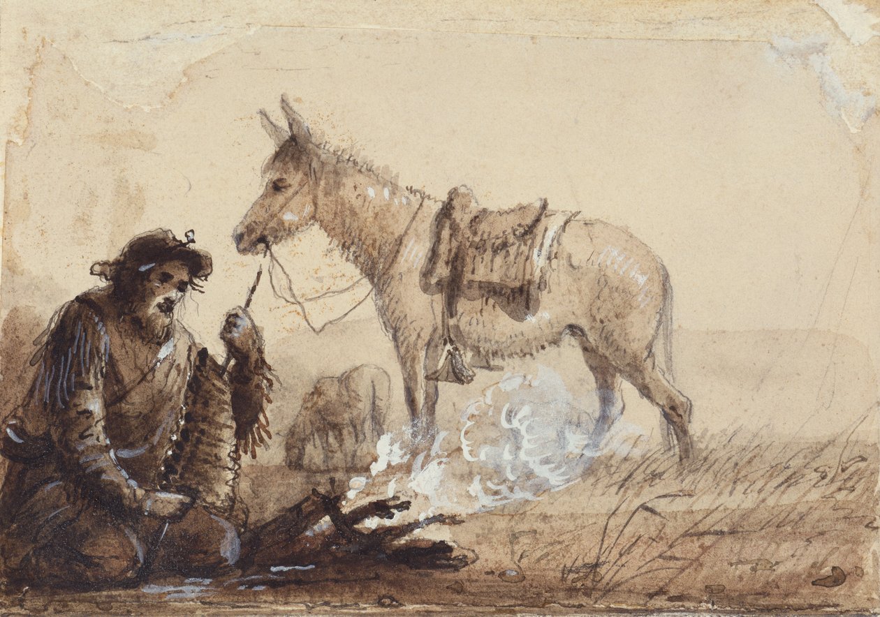 Francois Vacsorakészítő, 1837 körül (rajz papírra) alkotó: Alfred Jacob Miller