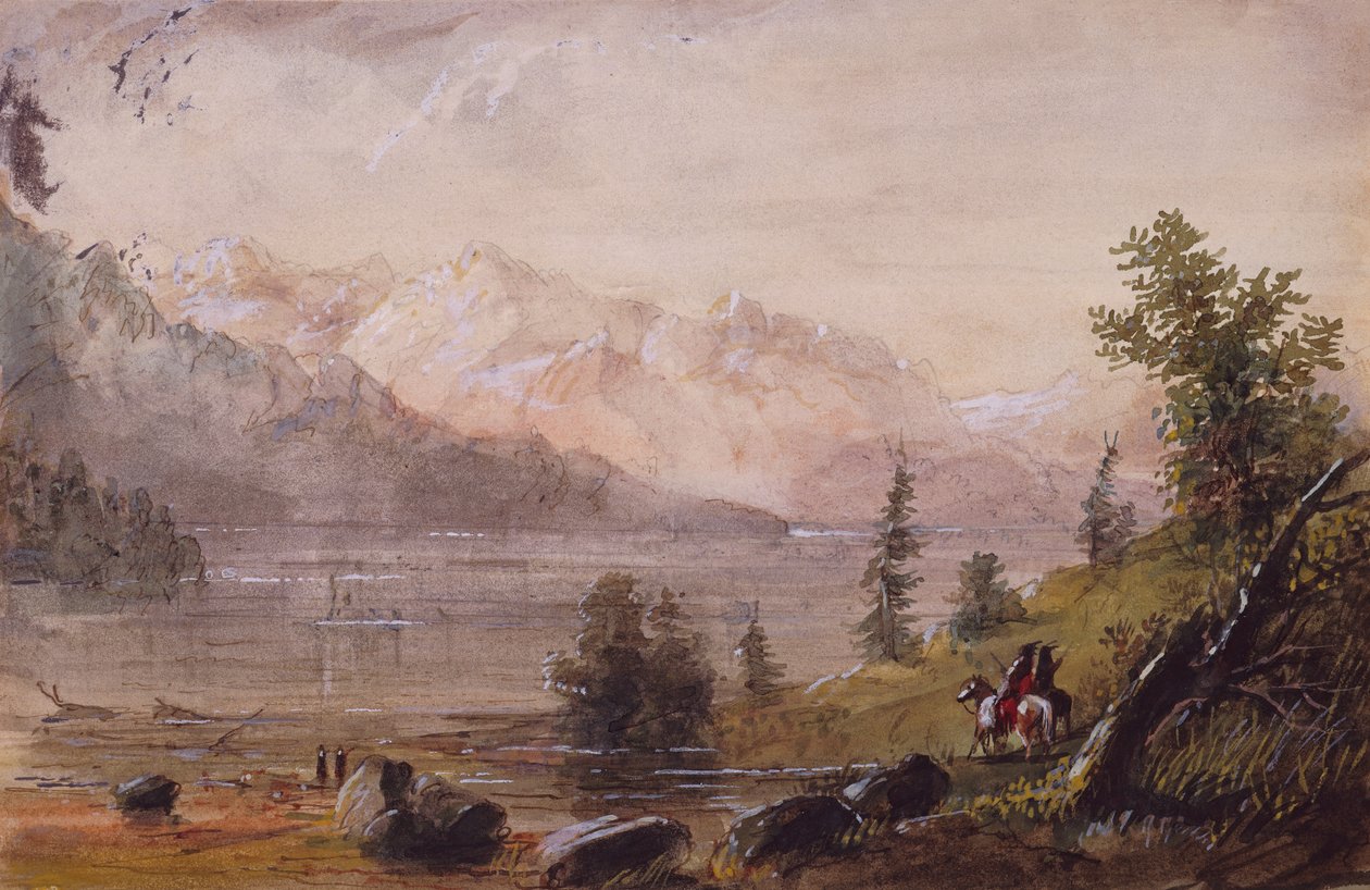 Indian Hunters Searching for Game, 1837 körül (ceruza, akvarell és gouache papíron) alkotó: Alfred Jacob Miller
