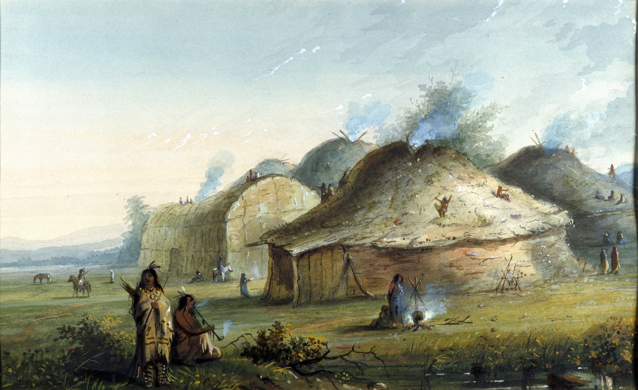 Indián kunyhók alkotó: Alfred Jacob Miller