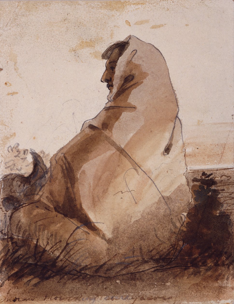 Indiai siralom egy sír felett, bivalykoponyával jelölve, 1837 körül (ceruza, toll és tinta, valamint papírra mosás) alkotó: Alfred Jacob Miller